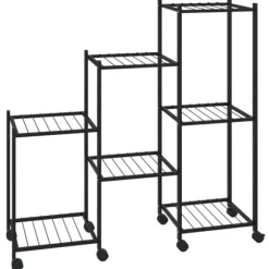 Blomsterstativ på hjul - Plantestativ i jern | Farve: Sort | Størrelse: 83x25x83,5 cm