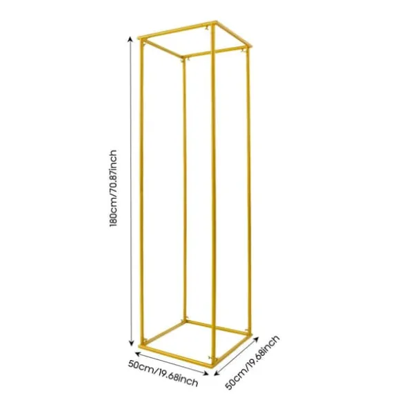 Blomsterstativ til bryllup - Metal gulv-/vasestativ - 50×50×180 cm - Str. L - Høj søjle - Guld