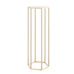 Blomsterstativer - Søjle - 10 stk - 80 cm Høje - Sekskantet Design - Med Akrylplade - Midtpunkt Til Bryllup & Fest - Guld