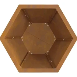 Bålsted i brun forvitret stål - Hexagonalt design | Størrelse: 50x50x40 cm