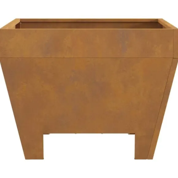 Bålsted i brun stål med ildstedslåg - Firkantet design | Størrelse: 50 x 50 x 38 cm