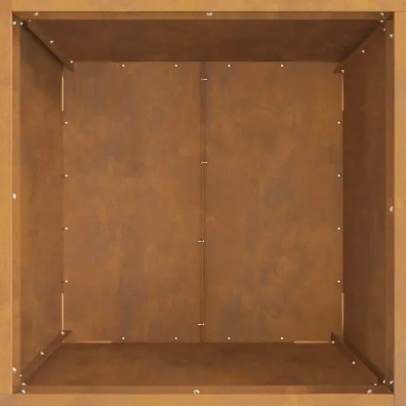 Bålsted i brun stål med ildstedslåg - Firkantet design | Størrelse: 50 x 50 x 38 cm