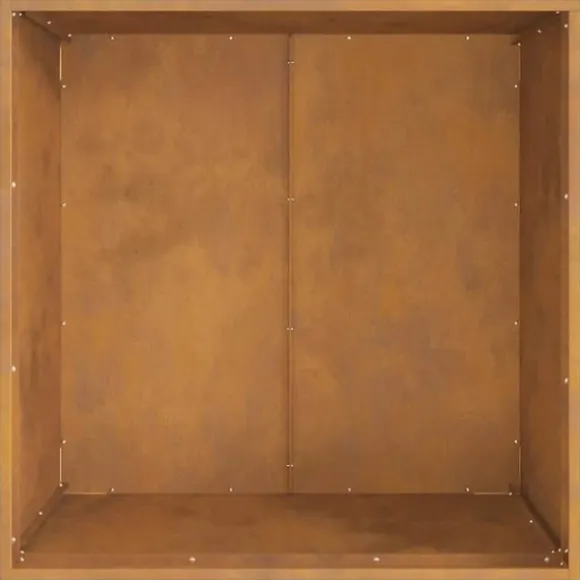 Bålsted i Forvitret Stål - Firkantet Ildsted | Størrelse: 80x80x43 cm | Farve: Brun