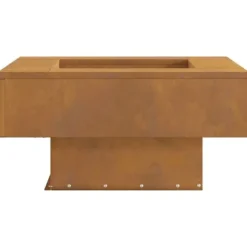 Bålsted i forvitret stål - Firkantet bålplads | Størrelse: 60 x 60 x 30 cm | Farve: Brun