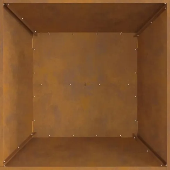 Bålsted i forvitret stål - Kvadratisk bålplads | Størrelse: 60x60x30 cm | Farve: Brun