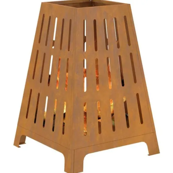 Bålsted i industrielt design - Cylindrisk ildgryde | Størrelse: 50x50x70 cm | Farve: Brun