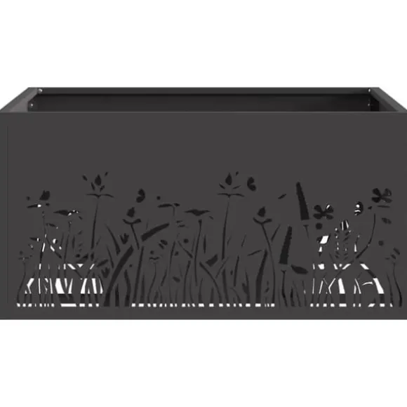 Bålsted i koldvalset stål - Firkantet design | Størrelse: 60x60x30 cm | Farve: Sort