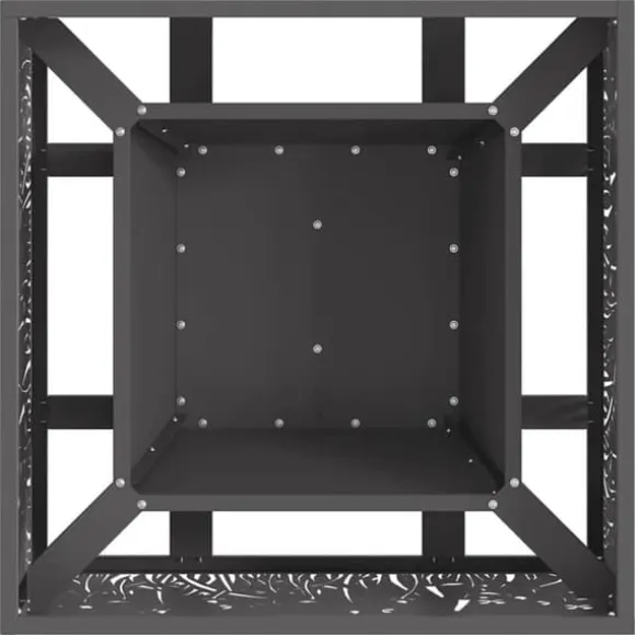 Bålsted i koldvalset stål - Firkantet design | Størrelse: 60x60x30 cm | Farve: Sort
