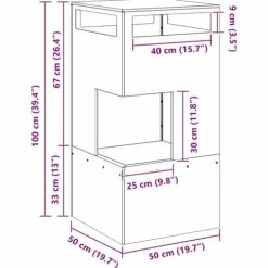 Bålsted i koldvalset stål - Moderne ildkurv til udendørs brug | Størrelse: 50x50x100 cm | Farve: Sort