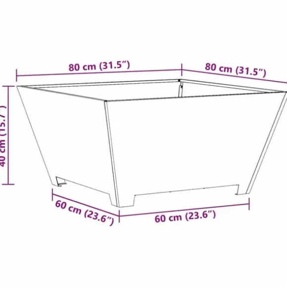 Bålsted i koldvalset stål - Stilfuld udendørs bålplads | Farve: Sort | Størrelse: 80x80x40 cm