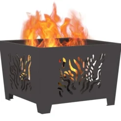 Bålsted i Koldvalset Stål - Firkantet Design til Udendørs Brug | Farve: Sort | Størrelse: 60x60x40 cm
