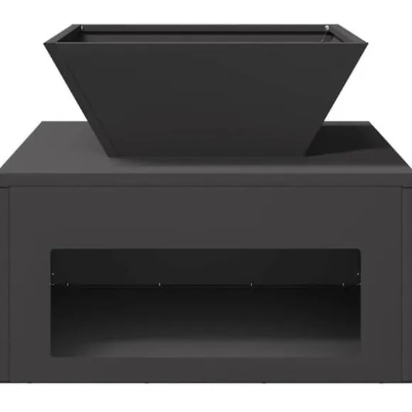Bålsted i stål - Kubisk design til udendørs brug | Farve: Sort | Størrelse: 50x50x40 cm