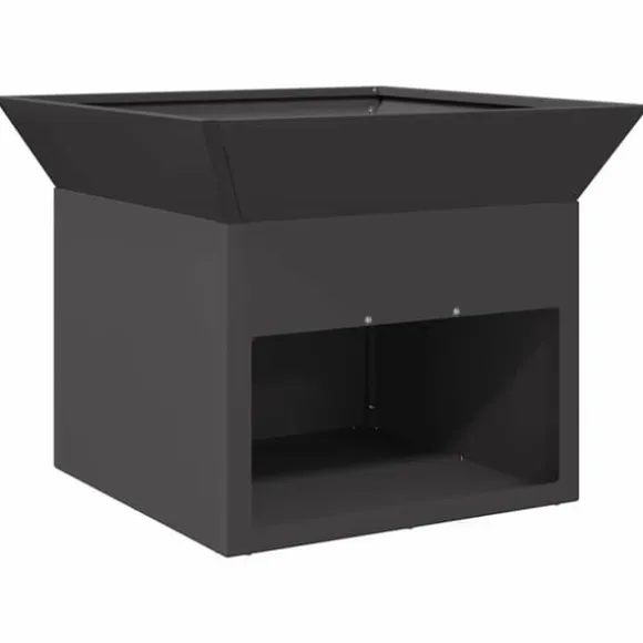 Bålsted i stål - Kubisk design | Farve: Sort | Størrelse: 50x50x40 cm