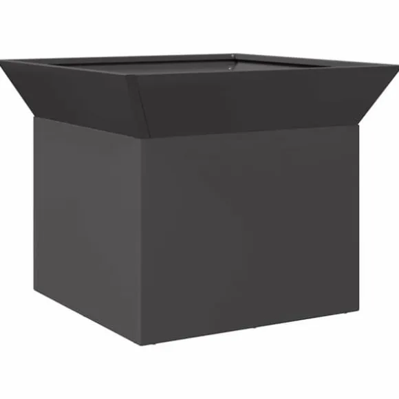 Bålsted i stål - Kubisk design | Farve: Sort | Størrelse: 50x50x40 cm