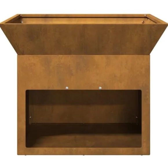 Bålsted kubisk ildsted i rusten stål - Outdoor fire pit | Størrelse: 50x50x40 cm