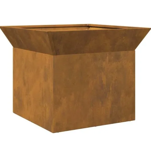 Bålsted kubisk ildsted i rusten stål - Outdoor fire pit | Størrelse: 50x50x40 cm