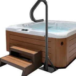 Boblebadshåndliste, 360° drejeligt spa-sidegelænder, justerbart fra 35"-57", rustfrit aluminium, 600 LBS kapacitet til inden- og udendørs brug.