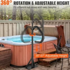 Boblebadshåndliste, 360° drejeligt spa-sidegelænder, justerbart fra 35