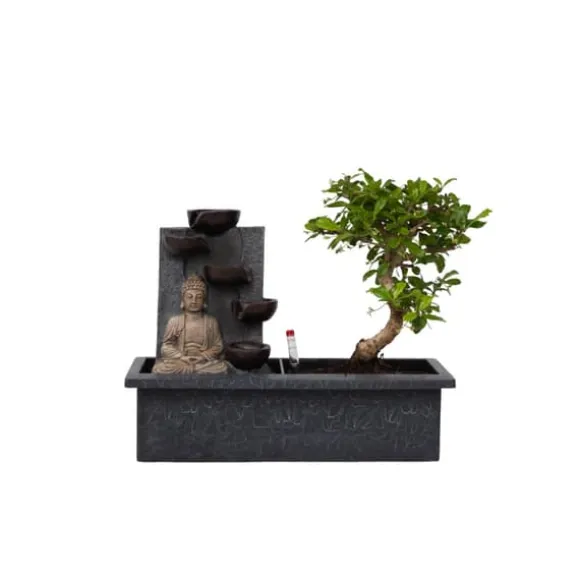 Bonsai med vattenfal - Bonsai - Højde 25-35cm - ⌀29cm
