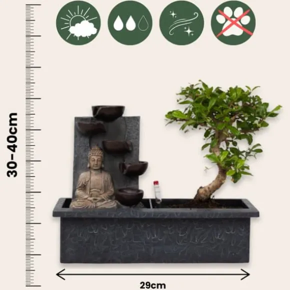 Bonsai med vattenfal - Bonsai - Højde 25-35cm - ⌀29cm