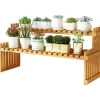 Bordplade Bambus Plantestativ Desktop Flower Hylde Stativ til Indendørs Udendørs Hjem Terrasse Græsplæne Have Balkon Stor 60 cm/23.62in