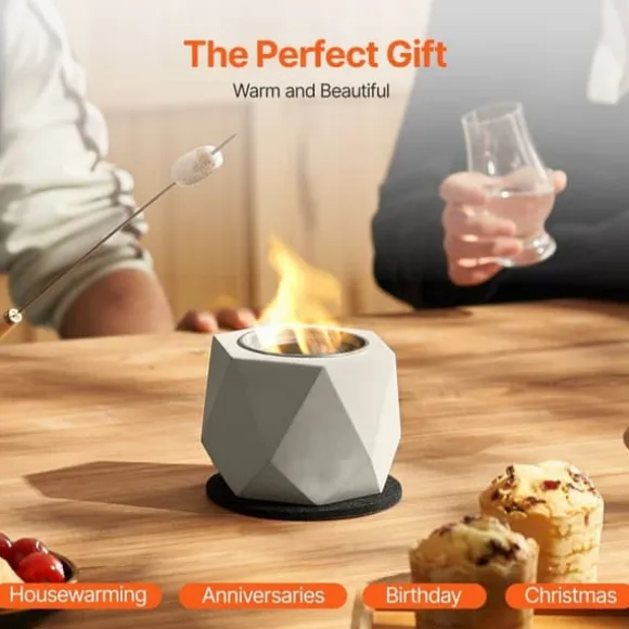 Bordplade Fire Pit Bowl, Betonpejs til Indendørs og Udendørs Brug, Holdbar, Moderne Design, Perfekt til Patio
