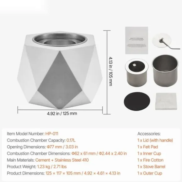 Bordplade Fire Pit Bowl, Betonpejs til Indendørs og Udendørs Brug, Holdbar, Moderne Design, Perfekt til Patio