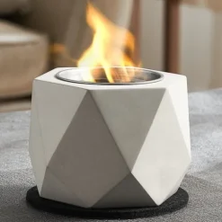 Bordplade Fire Pit Bowl, Betonpejs til Indendørs og Udendørs Brug, Holdbar, Moderne Design, Perfekt til Patio