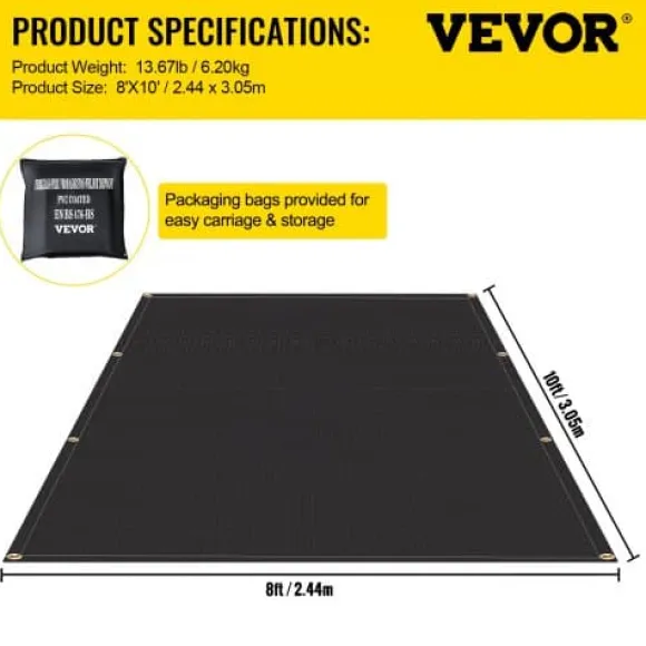 Brandtæppe, 2-pak 2,4x3 m sort, glasfiber flammehæmmende