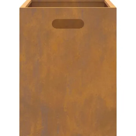 Bærbar bålsted i forvitret stål - Udendørs ildpit | Størrelse: 50x30x40 cm | Farve: Brun