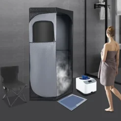 Bærbar damp sauna boks, satin bomuld, kompakt design, egnet til hjem og spa, understøtter dampterapi, afrundede kanter for sikkerhed