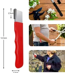 Bærbar knivsliber, multifunktionel haveværktøjsknivsliber, slibesten til plæneklipperblade, beskæresakse, hækkeklippere, stumpe knive og økser.