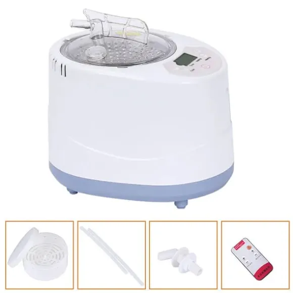 Bærbar sauna-damper - Dampgenerator - 3 L Kapacitet - 1000 W - Fjernbetjening - ABS/PP & Rustfrit Stål - Til Hjemmespa & Detox