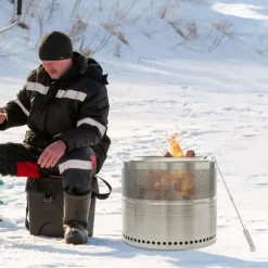 Bærbart udendørs bålfad/ildsted - Rund model - Rustfrit stål 201 - Brændefyret - Fritstående - Poleret overflade - Sølv