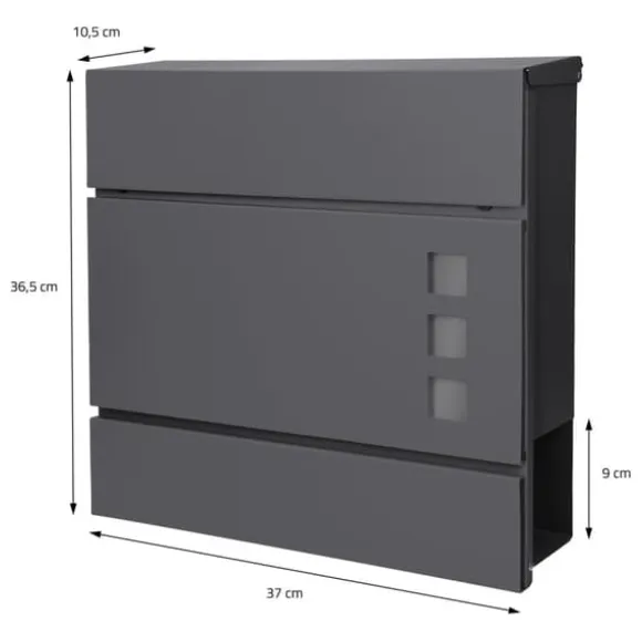 Brevlåda 37x36,5x11 cm antracit/svart marmorlook stål ML design
