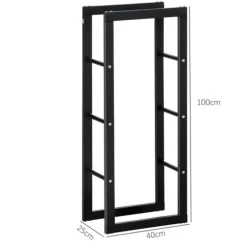Brændeholder 40×25×100 cm, stål, op til 100 kg, sort