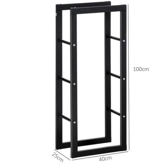 Brændeholder 40×25×100 cm, stål, op til 100 kg, sort