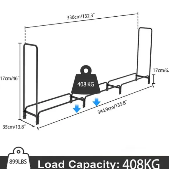 Brændekurv, Kraftig, Metal Brændeholder, , Black 12ft