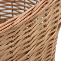 Brændekurv med håndtag i naturlig pil - Holdbar opbevaring til brænde | Størrelse: 58x42x29 cm