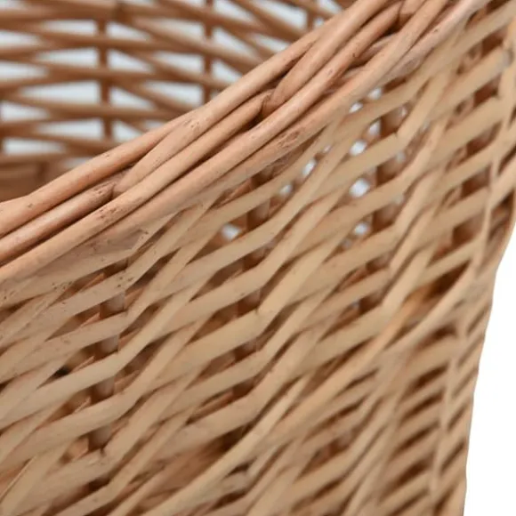 Brændekurv med håndtag i naturlig pil - Holdbar opbevaring til brænde | Størrelse: 58x42x29 cm