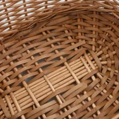 Brændekurv med håndtag i naturlig pil - Holdbar opbevaring til brænde | Størrelse: 58x42x29 cm