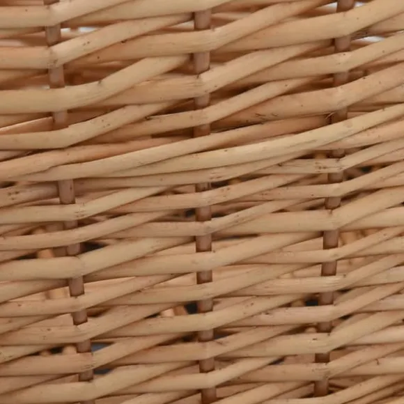 Brændekurv med håndtag i naturlig pil - Holdbar opbevaring til brænde | Størrelse: 58x42x29 cm