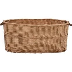 Brændekurv med håndtag i naturlig pil | Størrelse: 78x54x34 cm