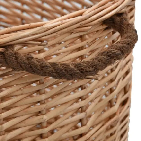 Brændekurv med håndtag i naturlig pil | Størrelse: 78x54x34 cm