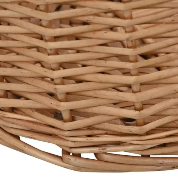 Brændekurv med håndtag i naturlig pil | Størrelse: 78x54x34 cm
