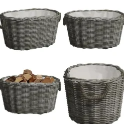Brændekurv med håndtag 60x40x28 cm pil grå - Brændekurv - Brændekurve - Home & Living