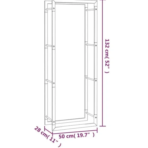 Brændekurve - Living brændestativ 50x28x132 cm stål matsort
