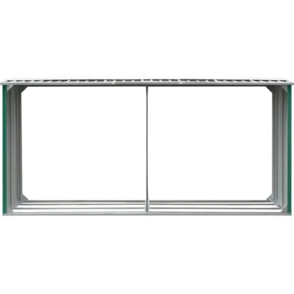 Brændekurve – tilbehør - Living brændeskur til haven 330 x 92 x 153 cm galvaniseret stål grøn
