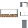 Brændekurve – tilbehør - Living brændeskur til haven galvaniseret stål 330 x 92 x 153 cm grå