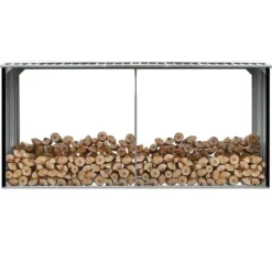 Brændekurve – tilbehør - Living brændeskur 330 x 92 x 153 cm galvaniseret stål antracitgrå
